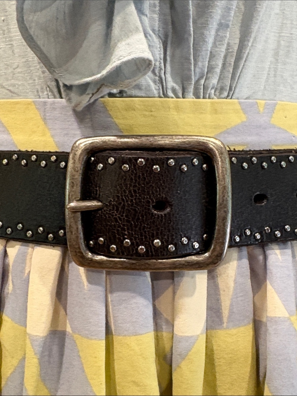 Vintage Lauren Ralph Lauren Black Leather Studded Western Belt size Large